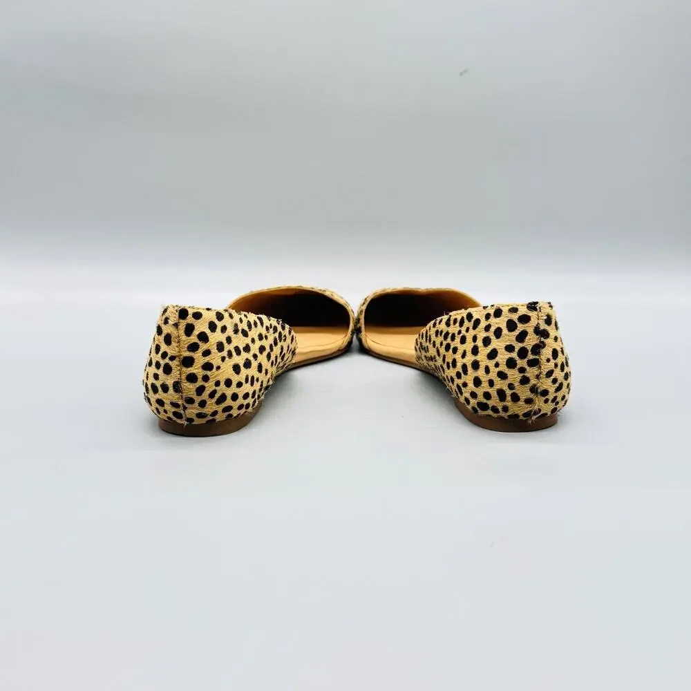 J Crew Shoes Womens 6.5 Beige Leather Leopard Calf Hair D'Orsay Flats Slip On